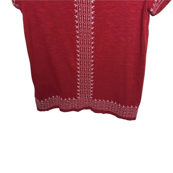 Rafaella Red Short Sleeve Embroidered Tee T Shirt - Picture 4 of 9
